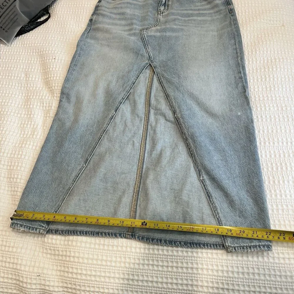 AE Dreamy Drape Low-Rise Denim Maxi Skirt Size 0 American Eagle - Picture 6 of 14